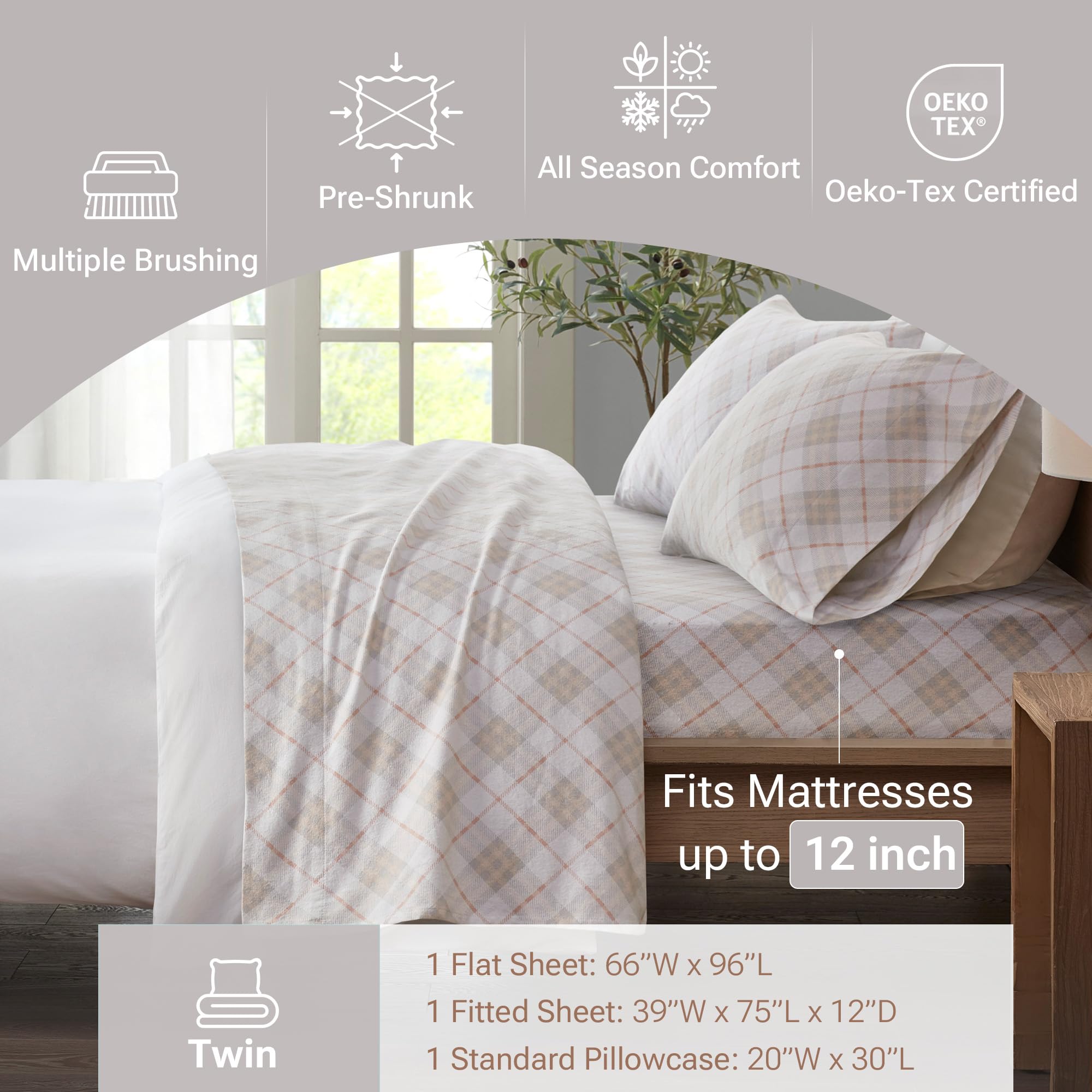 Sleep Philosophy flat sheet draped on bed highlighting full coverage and warmth