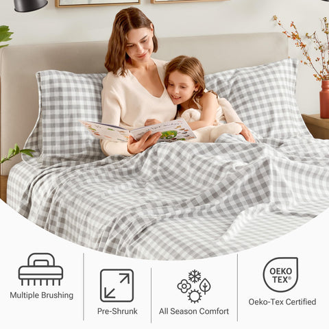Sleep Philosophy flat sheet spread on bed displays full dimensions