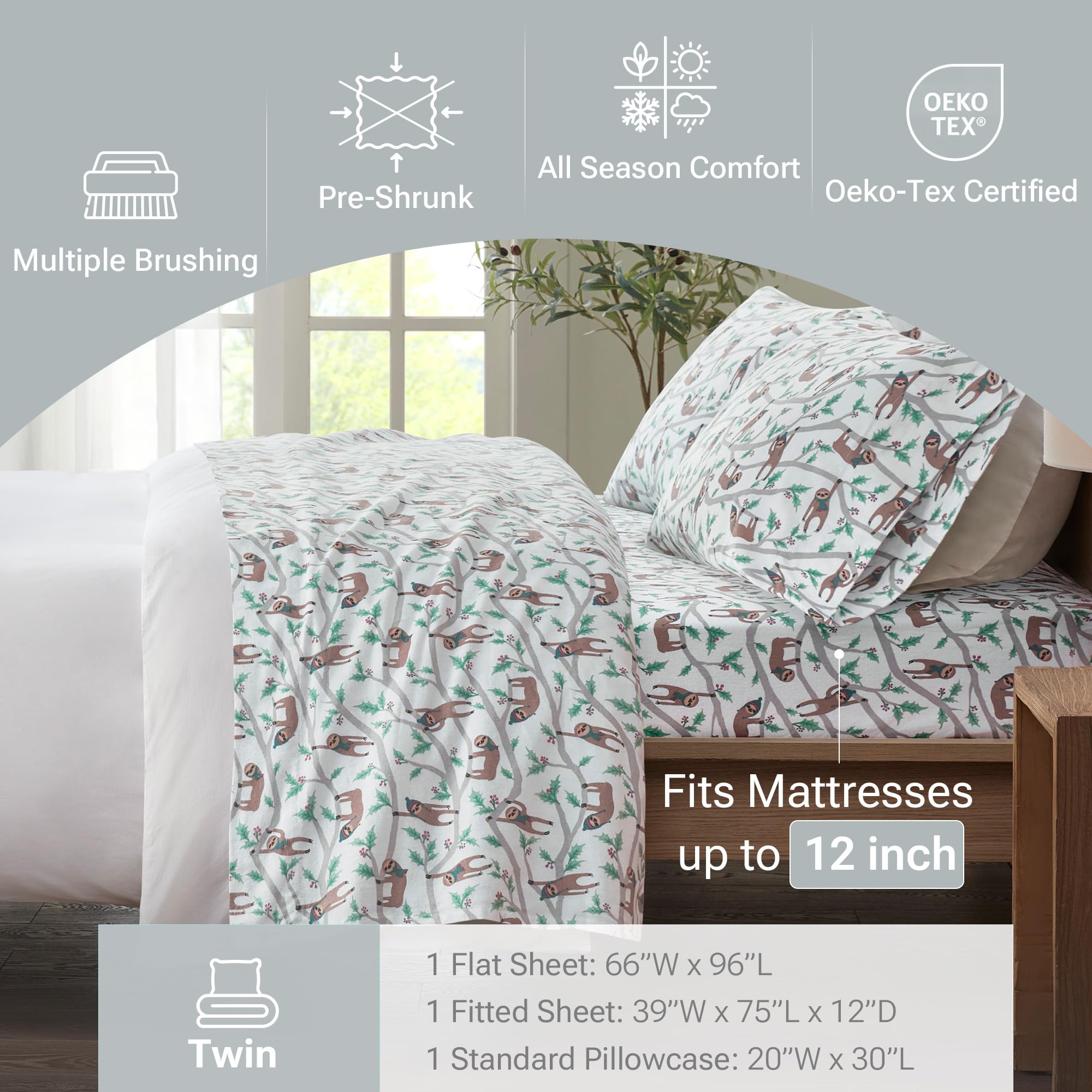 Sleep Philosophy flat sheet spread flat displaying full coverage and print