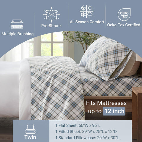 Sleep Philosophy flat sheet spread out showing full measurements and drape