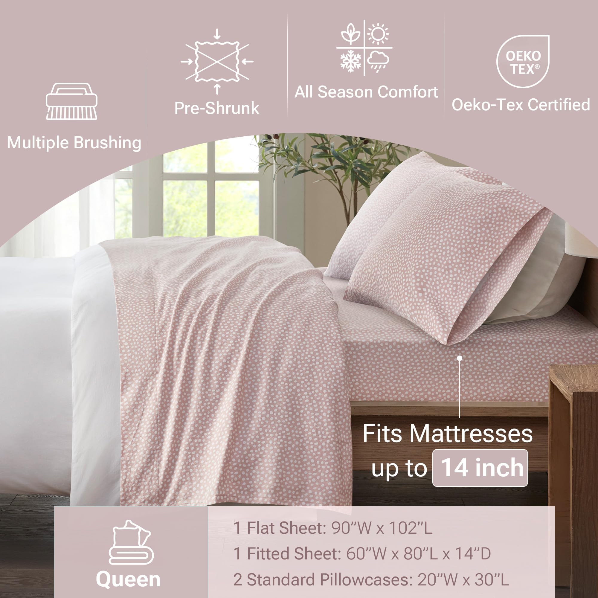 Sleep Philosophy flat sheet spread on bed illustrates full coverage and drape