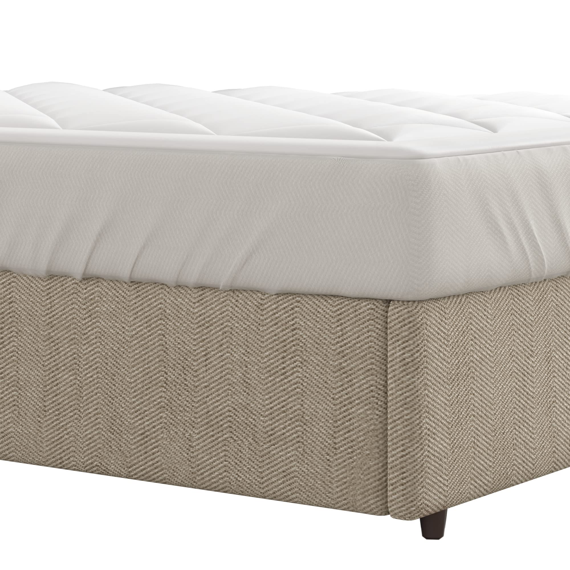 Sleep Philosophy lifestyle shot in guest room showing neat fit and elevated comfort