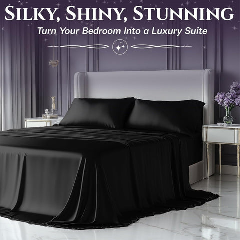 SLEEP SANCTUARY full bedroom scene with sheets on queen bed for stylish comfort
