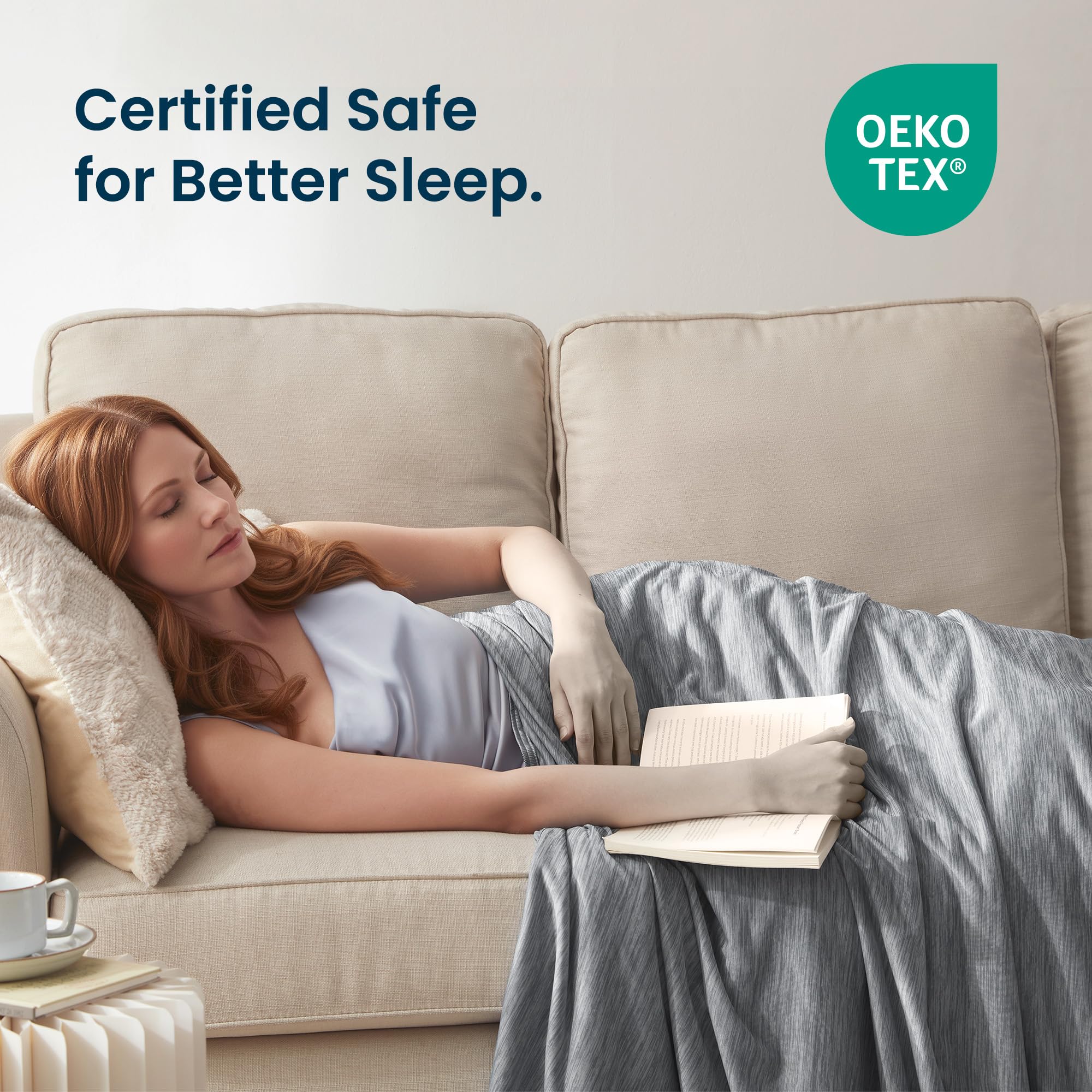 SLEEP ZONE blanket folded compact for travel showing lightweight portability and easy packing