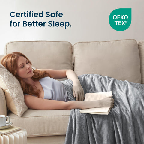 SLEEP ZONE folded blanket packed for travel showing lightweight portability