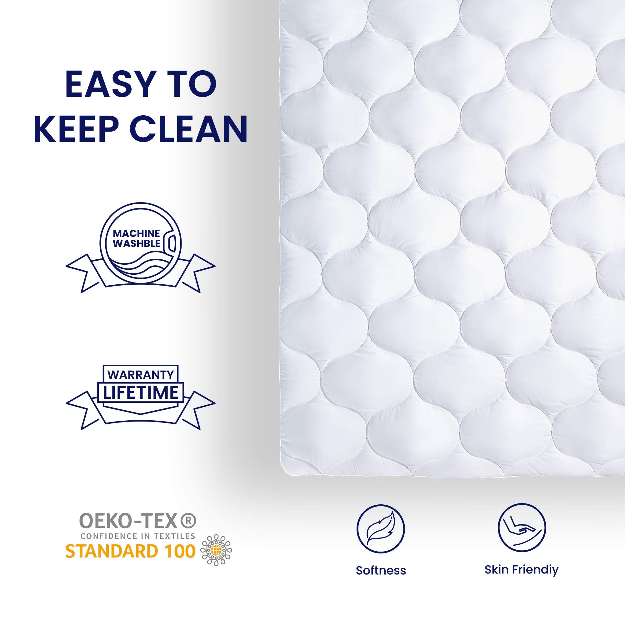 SLEEP ZONE mattress pad in a styled bedroom adding visible plush comfort