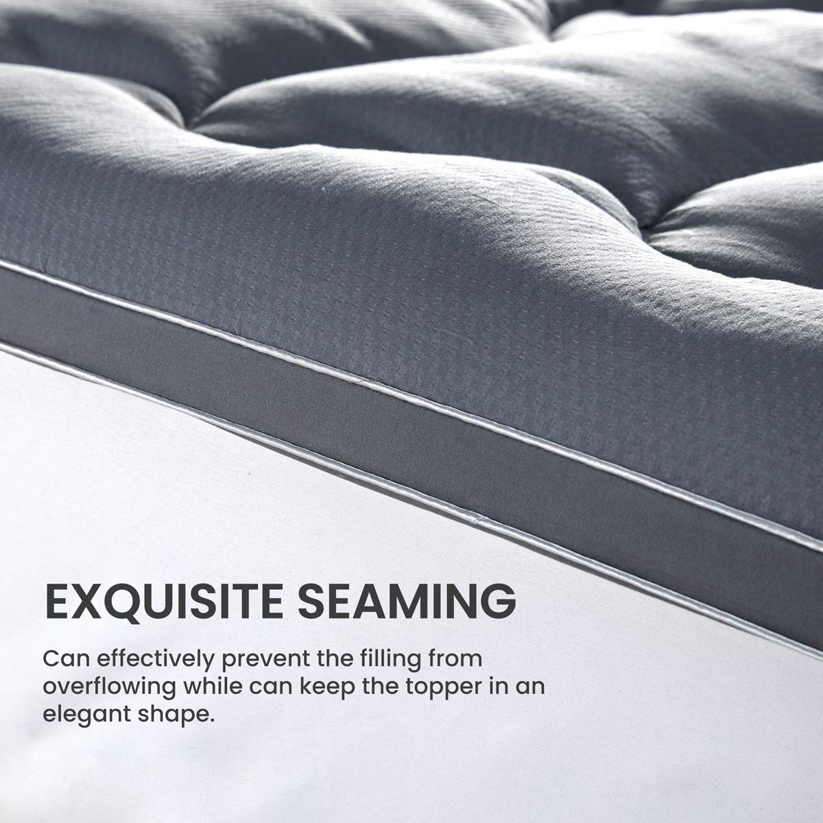 SLEEP ZONE side profile on mattress illustrating added loft and comfort