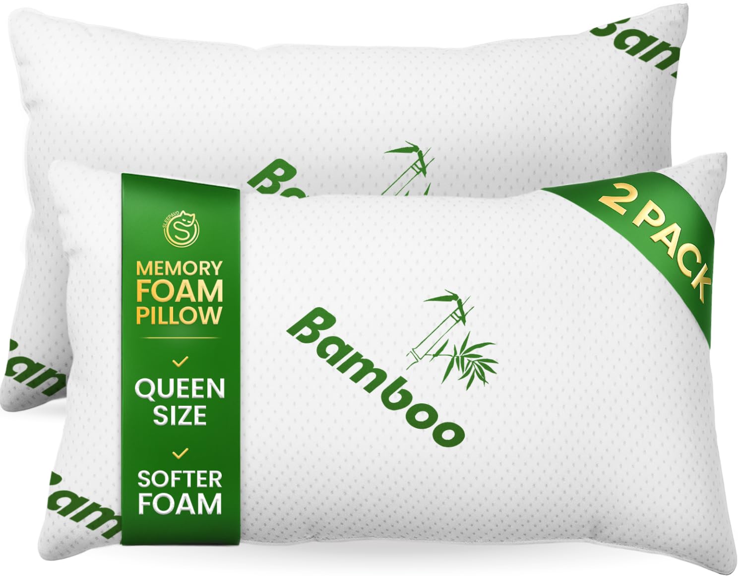 Sleepavo front packaging showing queen two-pack and cooling claims for easy choice