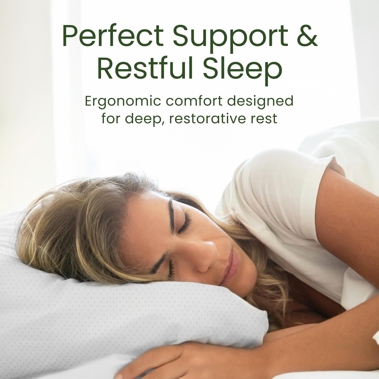 Sleepavo pillow styled on bed highlighting comfortable cooling sleep surface