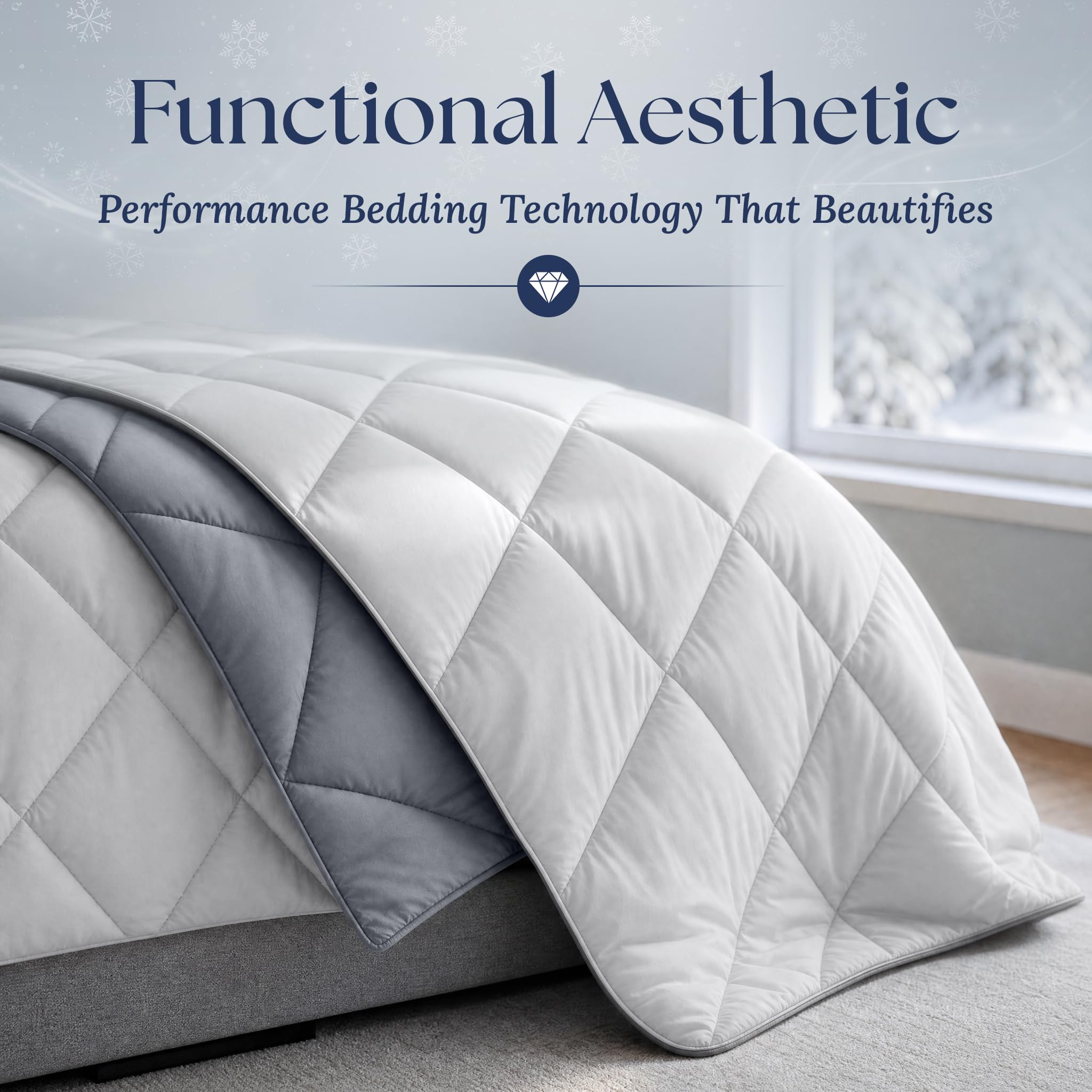 SLEEPHORIA neatly folded comforter showing easy storage and travel-ready convenience