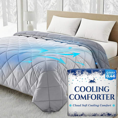 SLEEPHORIA front view of king comforter showing cooling appeal and roomy coverage