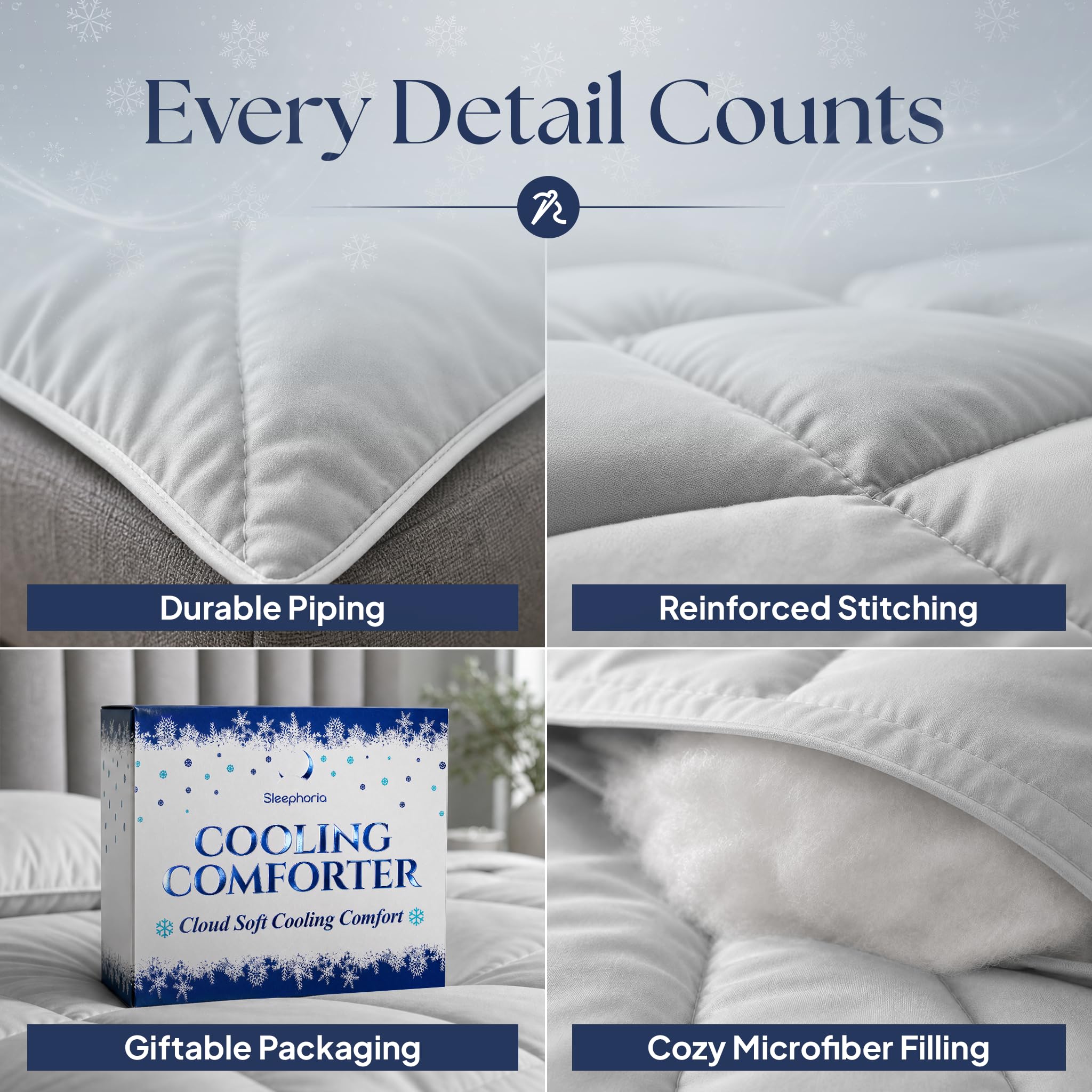 SLEEPHORIA comforter in use on sleeper demonstrating breathable comfort and restful benefit