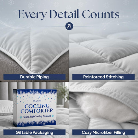 SLEEPHORIA comforter in use on sleeper demonstrating breathable comfort and restful benefit