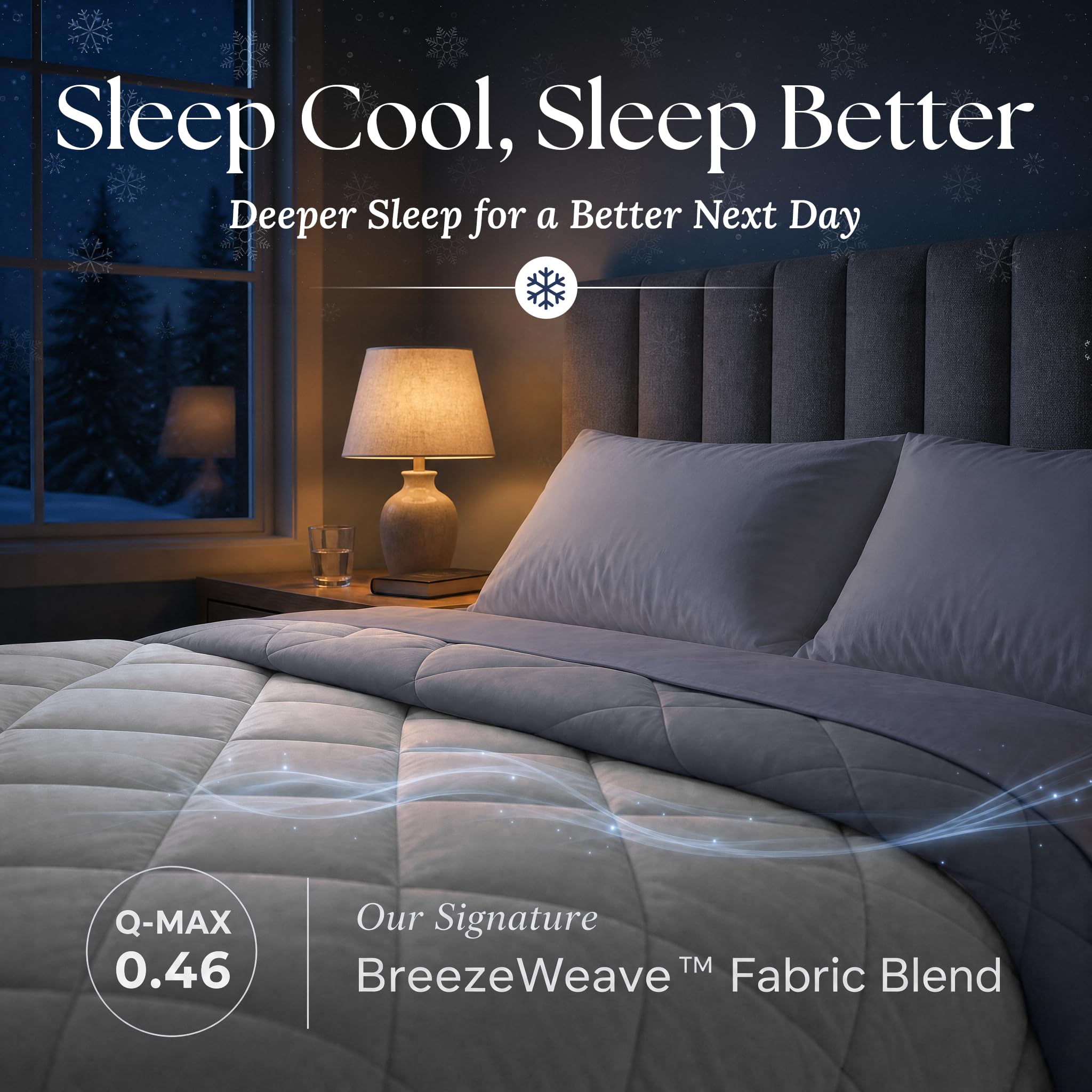 SLEEPHORIA dark-grey reverse side displayed for style versatility and temperature control