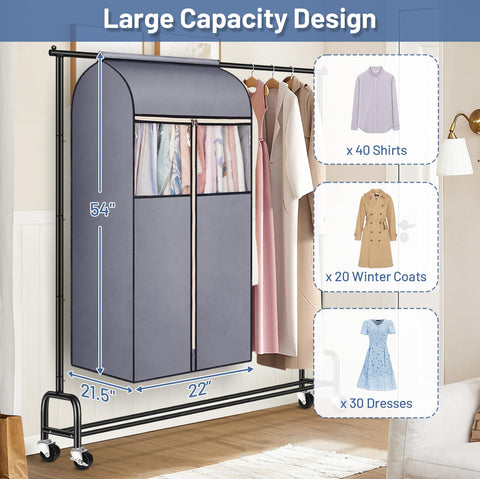 SLEEPING LAMB bulky coats inside bag demonstrating roomy seasonal storage