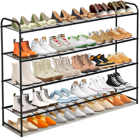 SLEEPING LAMB front view of 4-tier shoe rack showing roomy storage benefit