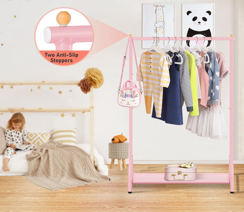 SLEEPING LAMB height scale with child illustrating accessible rack for independent dressing