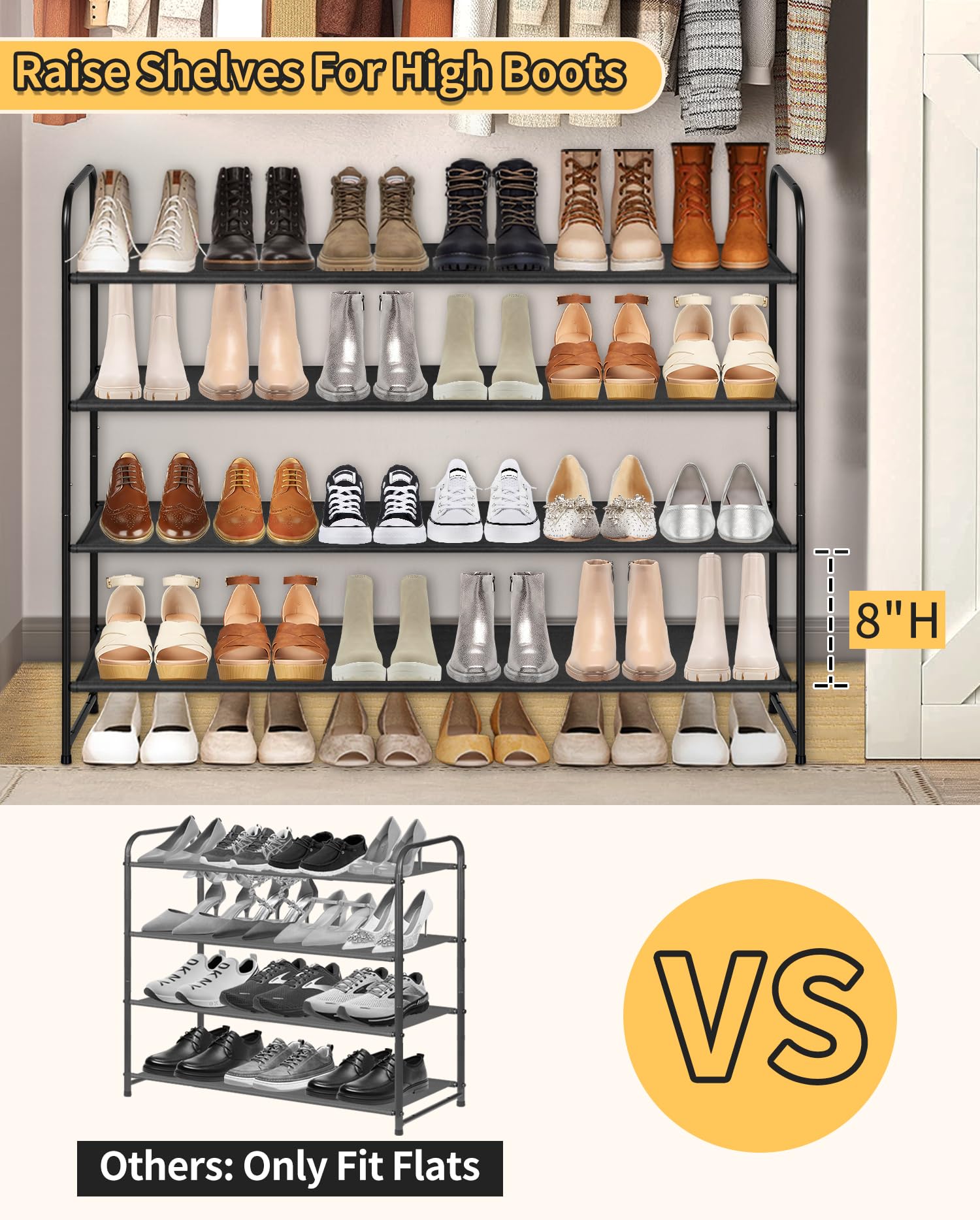 SLEEPING LAMB installed inside closet keeping shoes organized and off floor