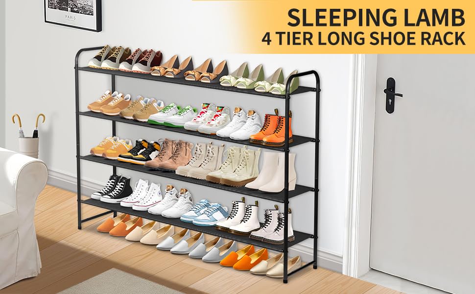 SLEEPING LAMB styled in entryway highlighting neat, accessible shoe storage