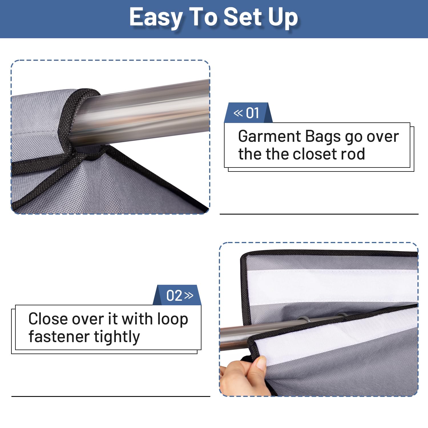 SLEEPING LAMB top loop fastener secured to rod for dust-proof protection