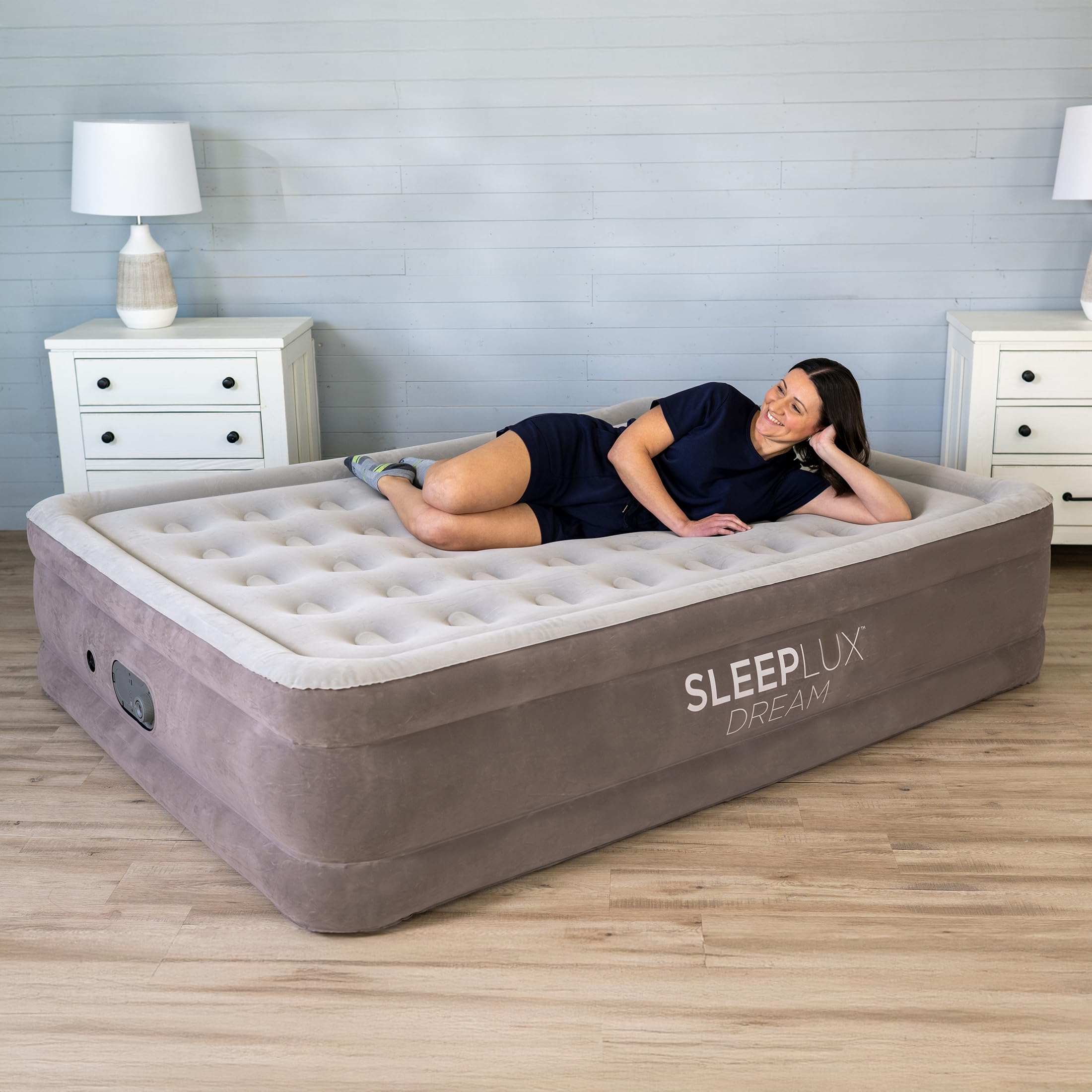 SLEEPLUX mattress set in a bedroom lifestyle scene showing guest-ready comfort benefit