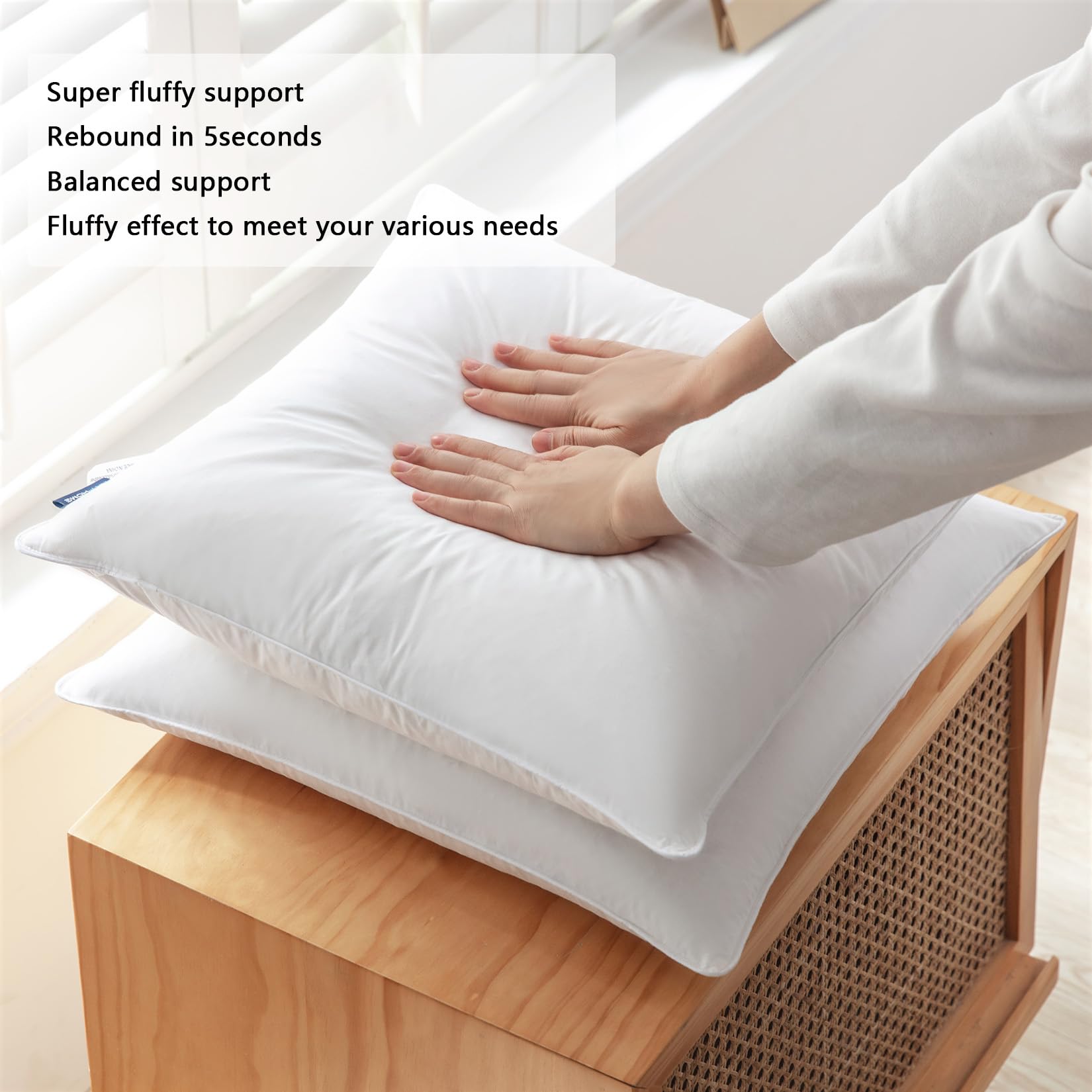 SleepMan insert inside a sofa pillow demonstrating improved cushion appearance