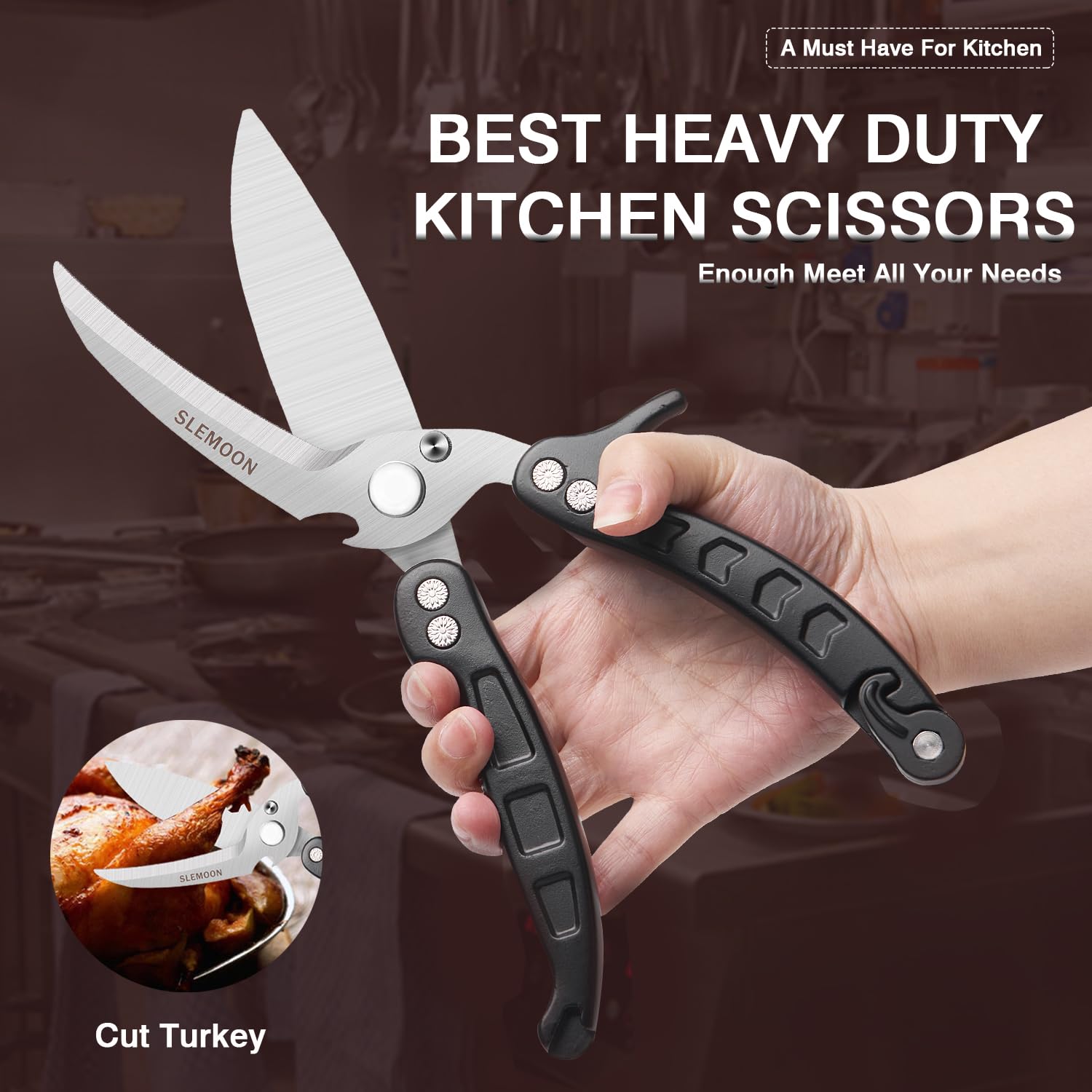 SLEMOON close-up of serrated blade highlighting grip for fish and easier cutting