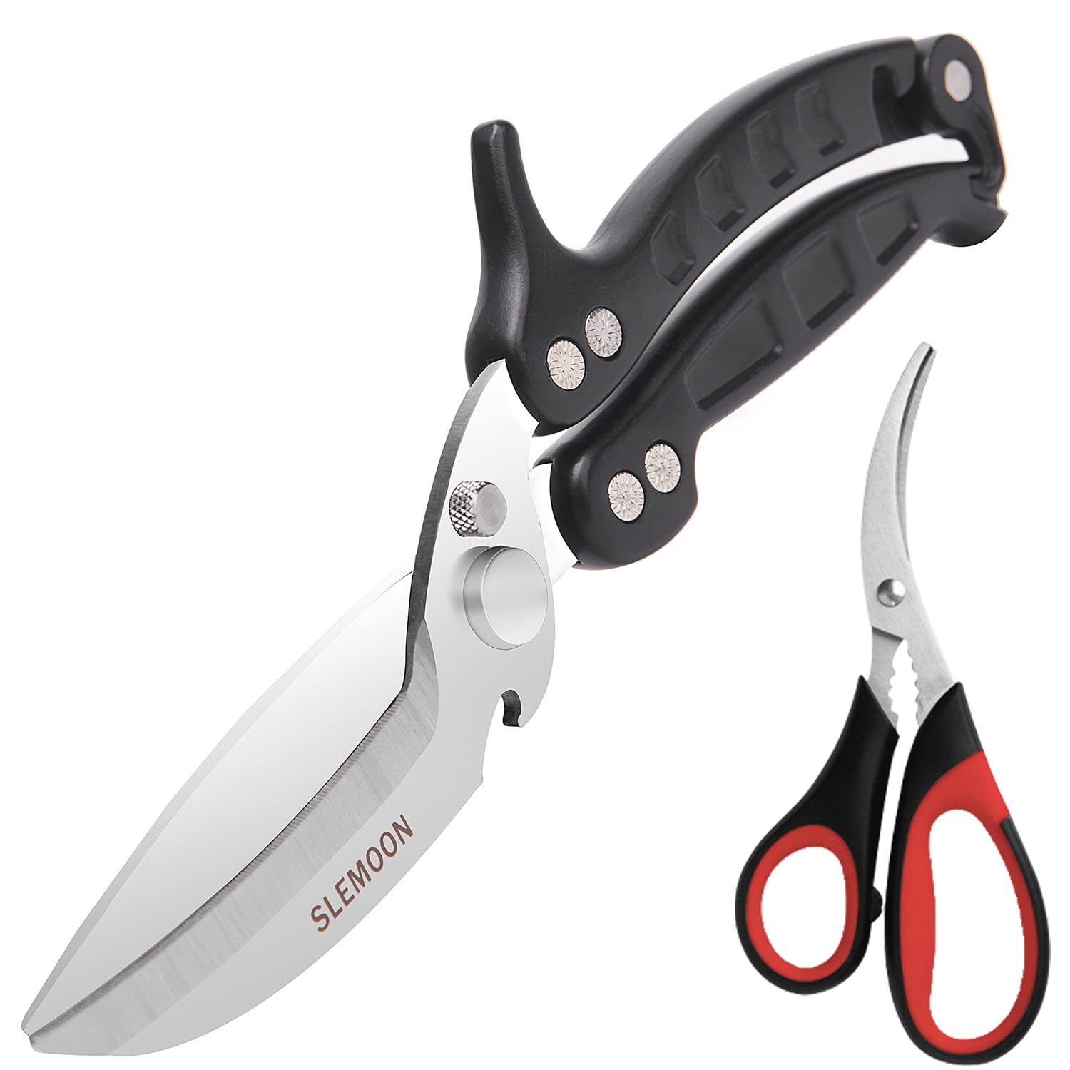 SLEMOON front view of two black shears showing durable blades and benefit of readiness