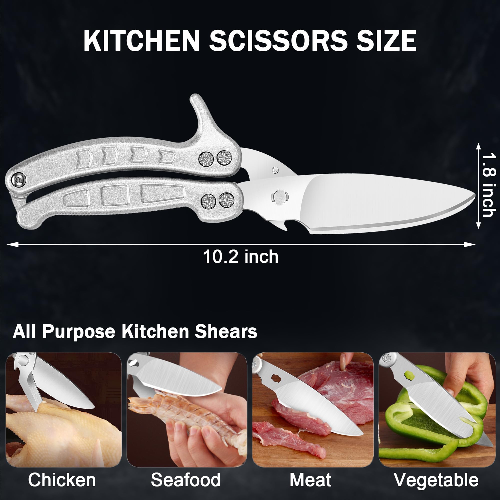SLEMOON shears cutting a chicken joint showing strong bone-cutting capability benefit