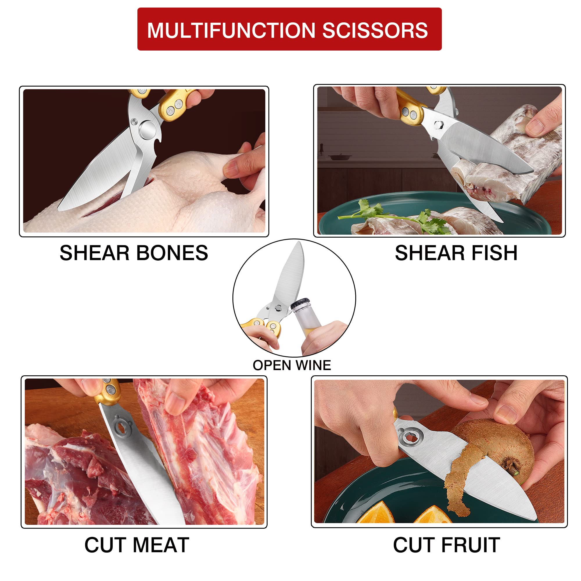 SLEMOON shears placed by dishwasher to highlight easy sanitation benefit