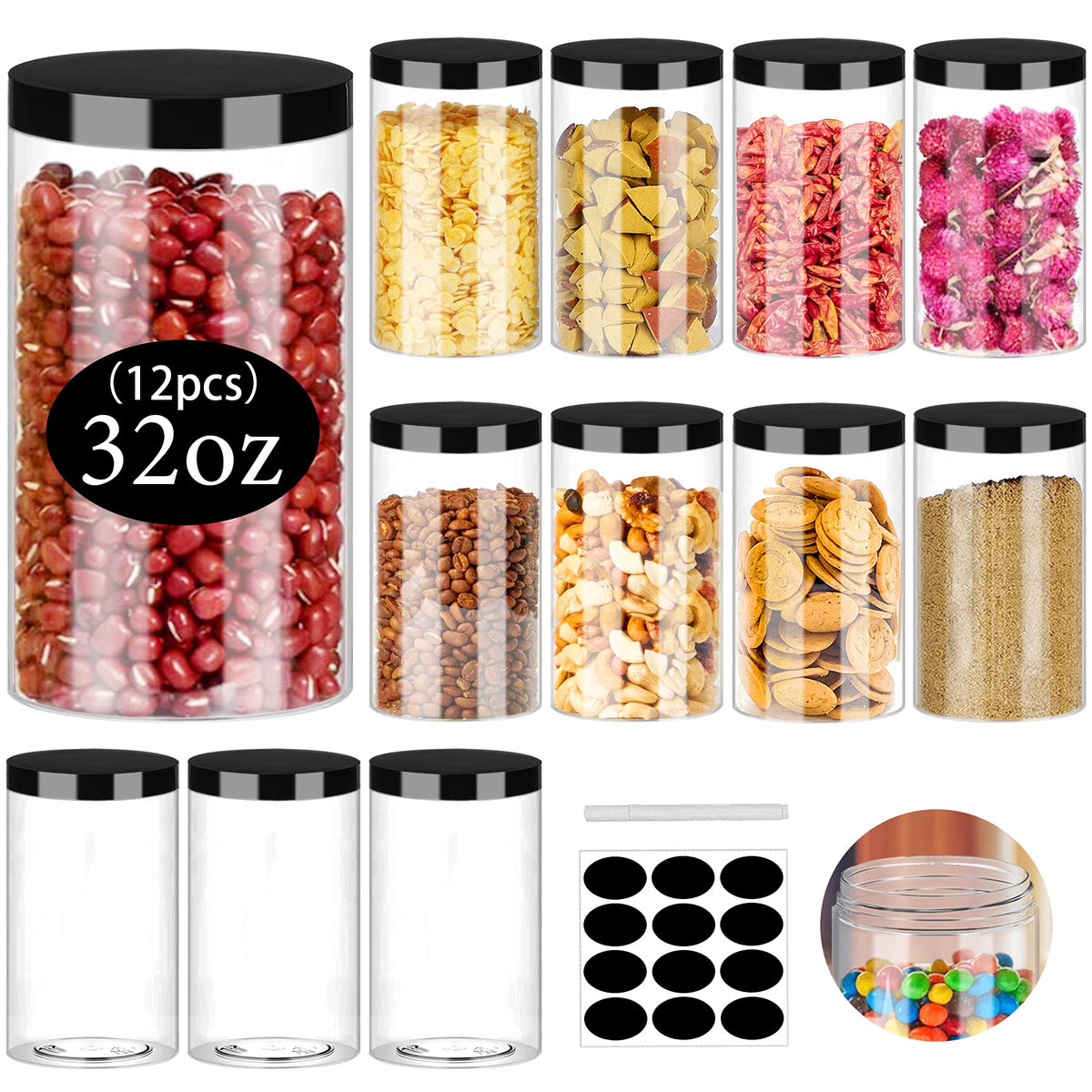 SLifeJars front view of 12-pack clear jars showing uniform storage benefits