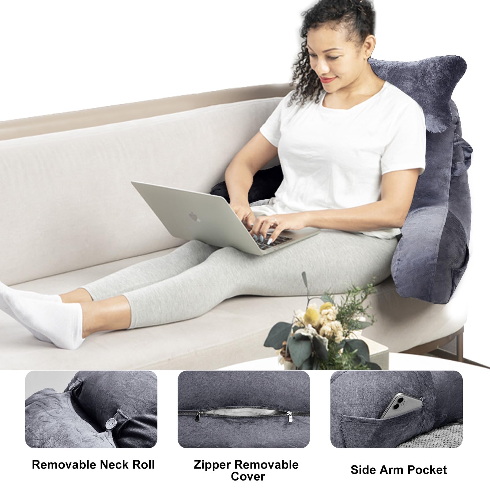 SLIGUY in-use on bed while reading illustrating support and relaxed posture