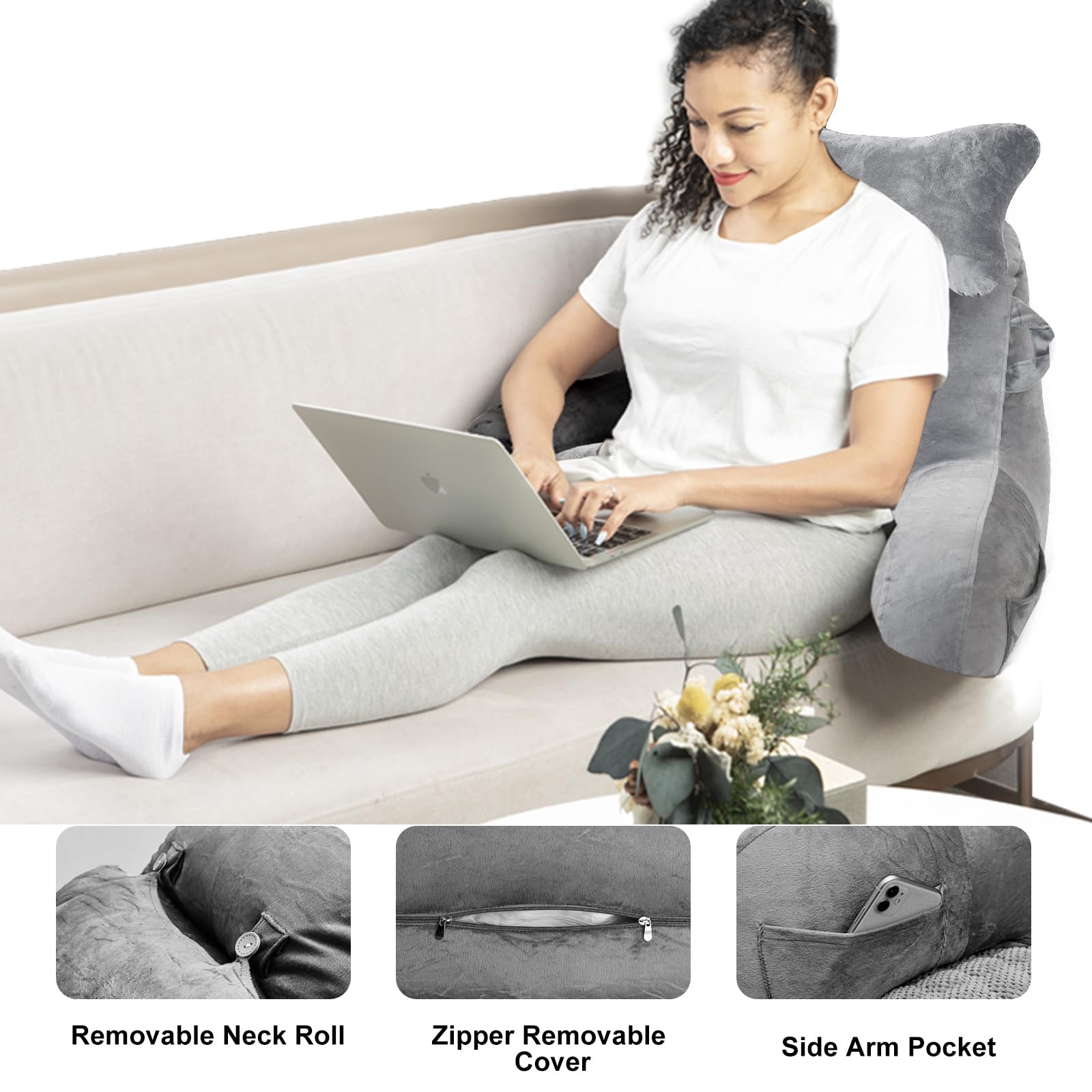 SLIGUY pillow in use while reading in bed providing upright support