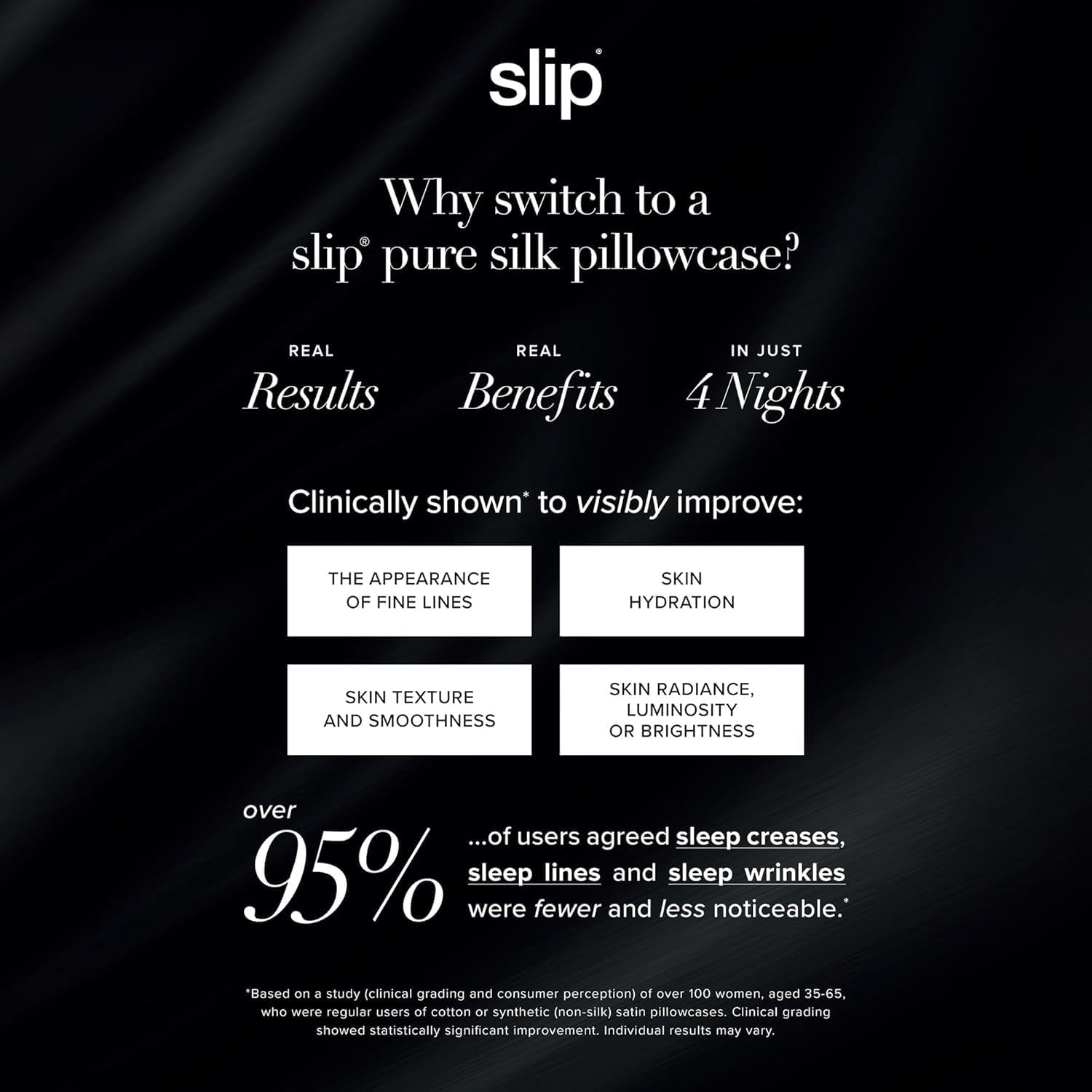 SLIP invisible zipper detail on pillowcase benefit: secure fit without rubbing