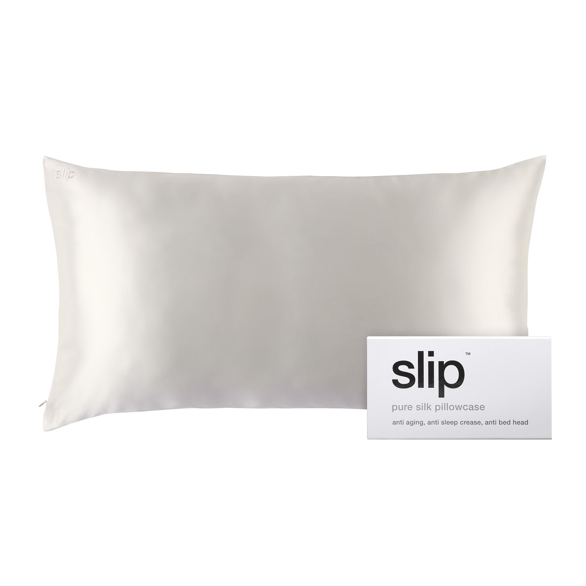 SLIP person resting head on pillowcase illustrating reduced bed head benefit: smoother morning hair
