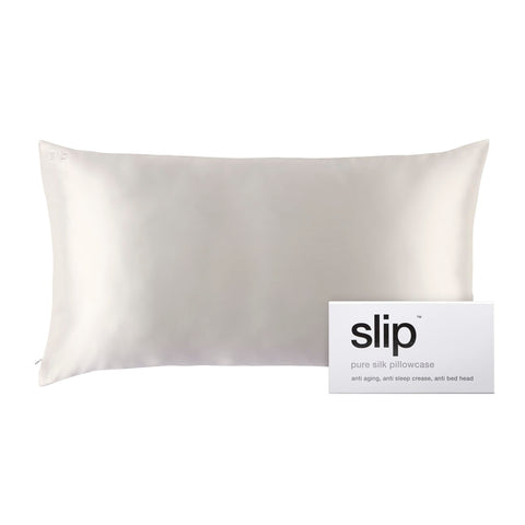 SLIP person resting head on pillowcase illustrating reduced bed head benefit: smoother morning hair