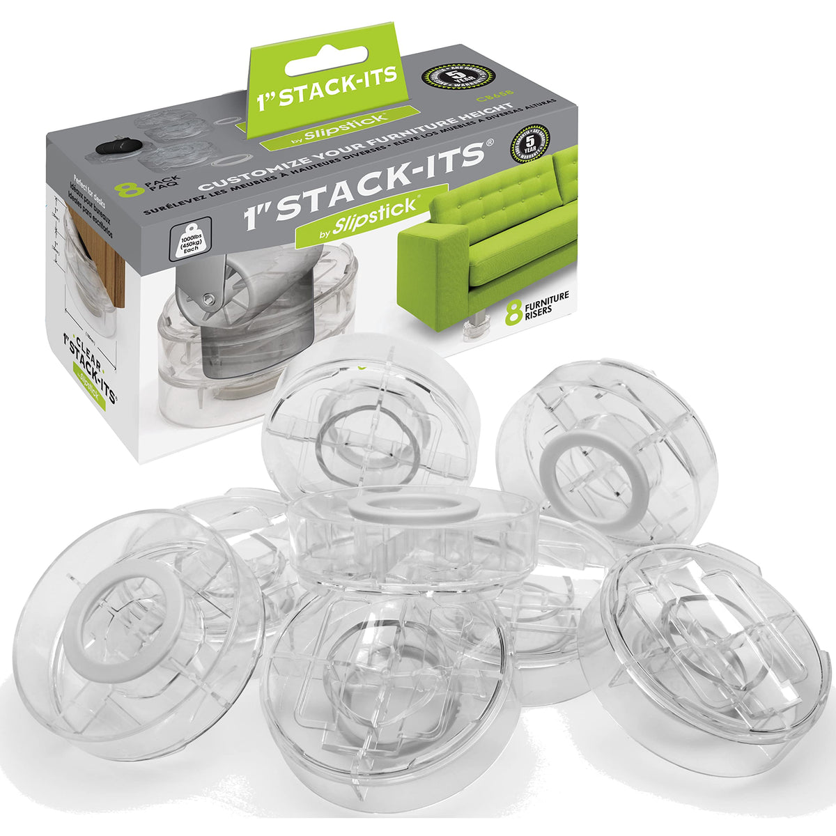 Slipstick clear risers front view shows set and visible lift benefits
