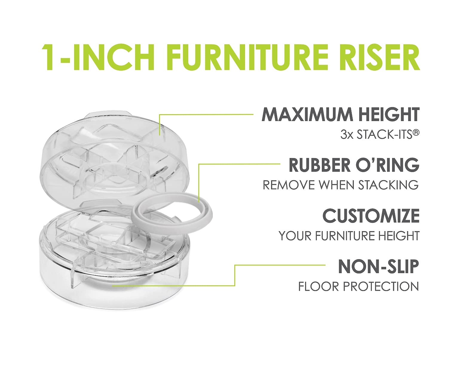 Slipstick riser supporting bed leg creates extra under-bed storage