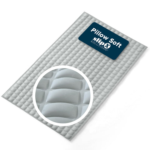 SlipX Solutions front view of gray pillowtop mat showing cushioned surface for comfort