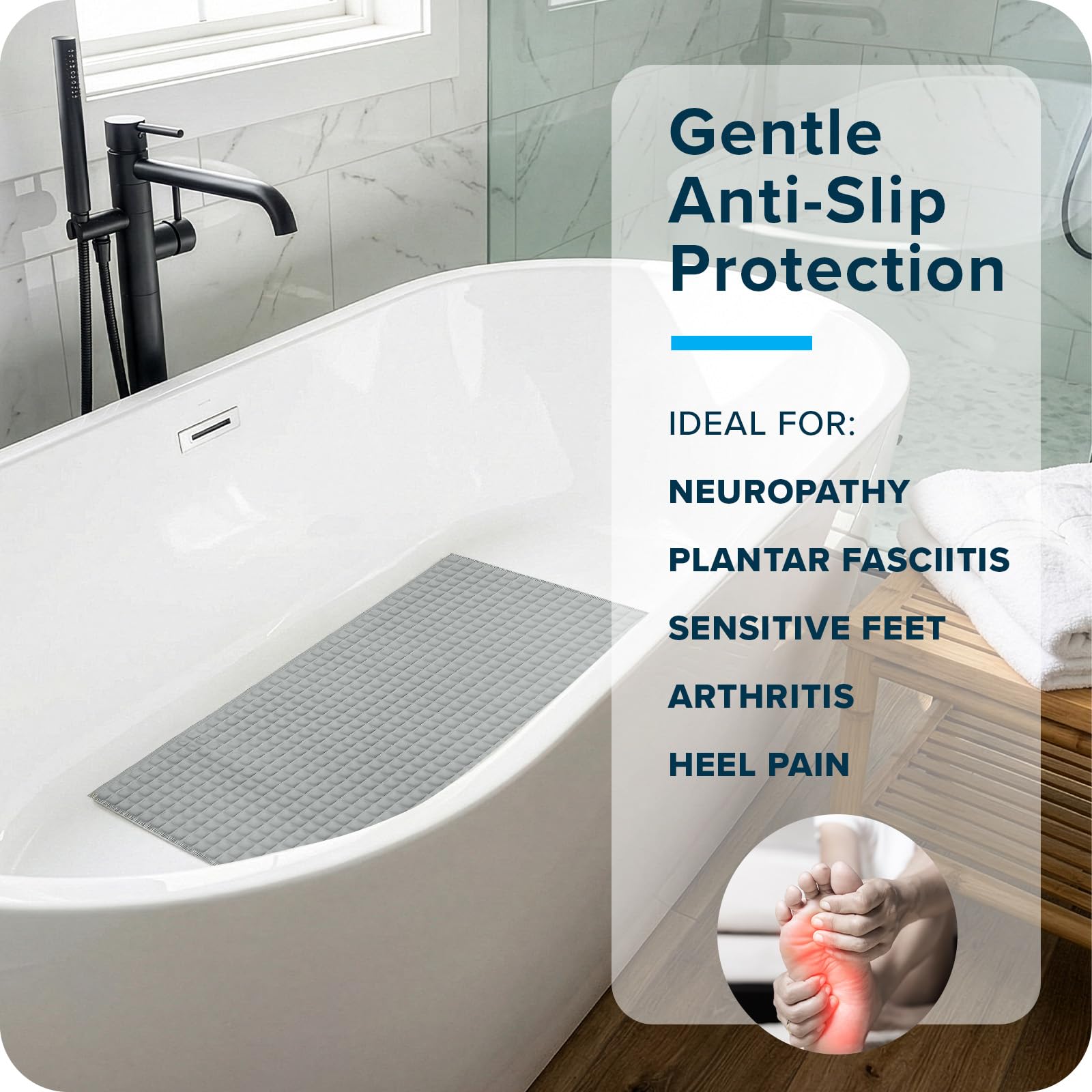 SlipX Solutions mat placed in shower demonstrating improved footing and safety