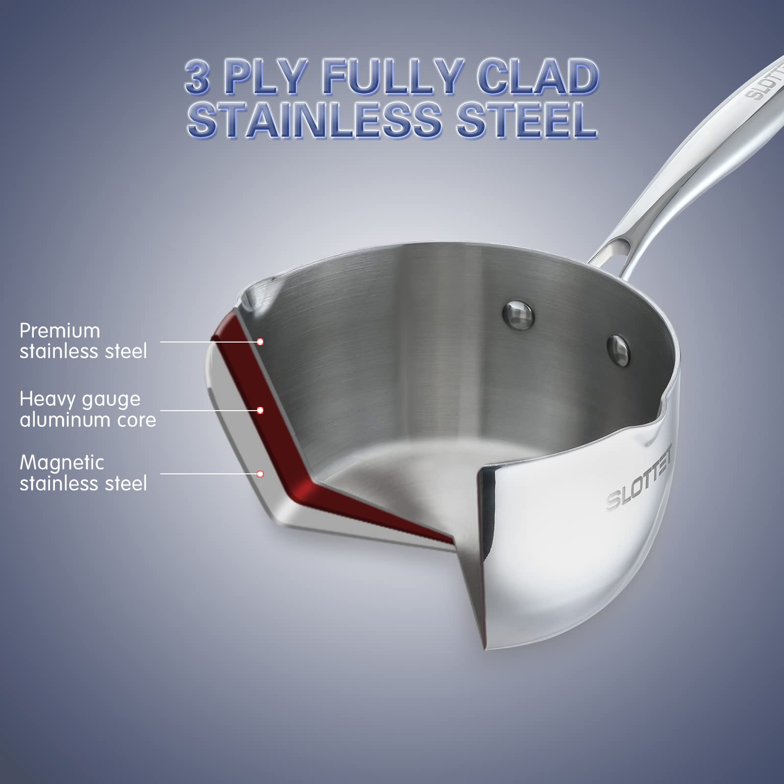 Tempered glass lid on SLOTTET with dual straining holes for mess-free draining