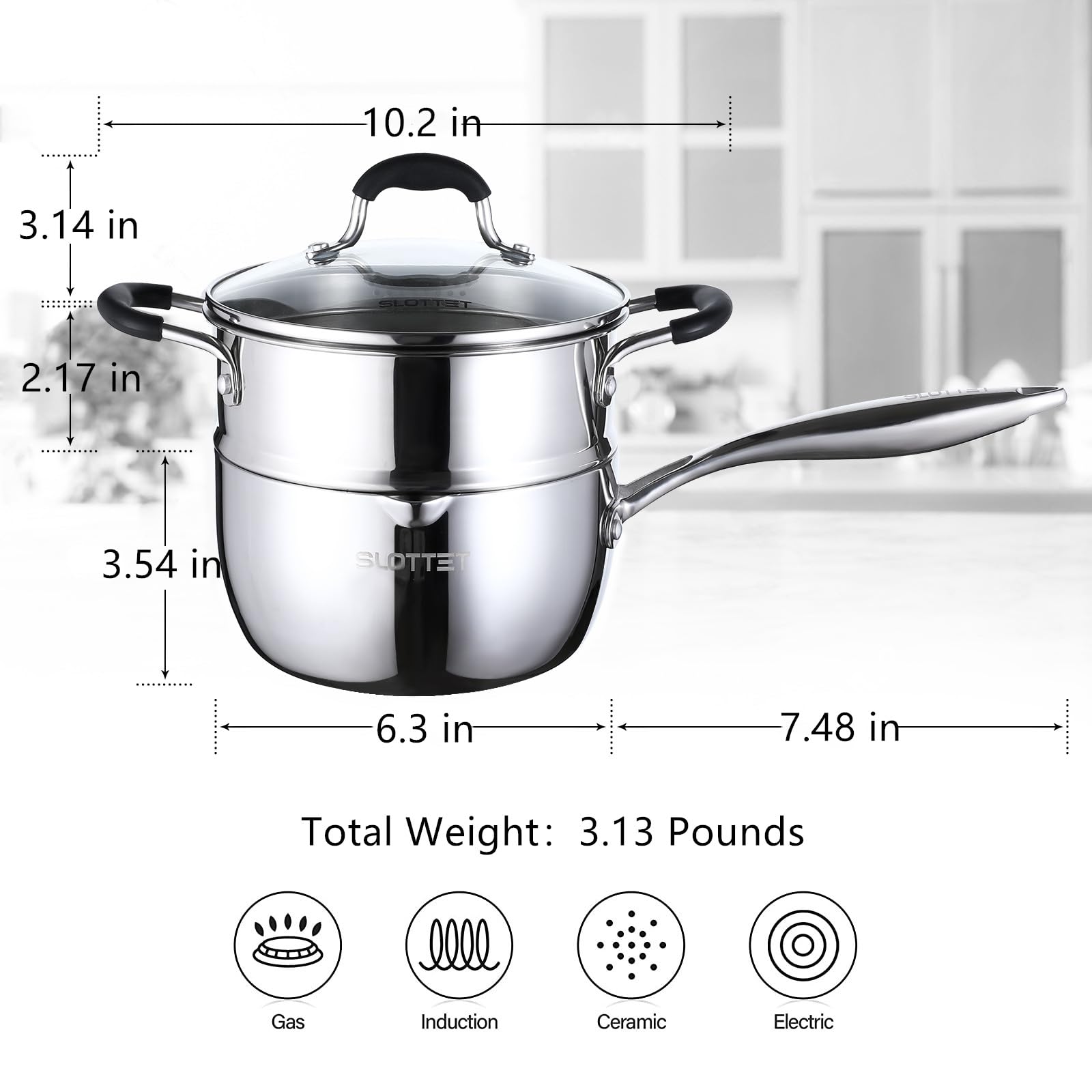 SLOTTET ergonomic silicone handle detail for comfortable, stay‑cool grip