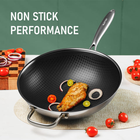 SLOTTET steamer insert inside wok, demonstrating steaming capacity and convenient one-pan meals
