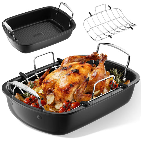 Slow Slog front view of roasting pan showing roomy capacity and finish
