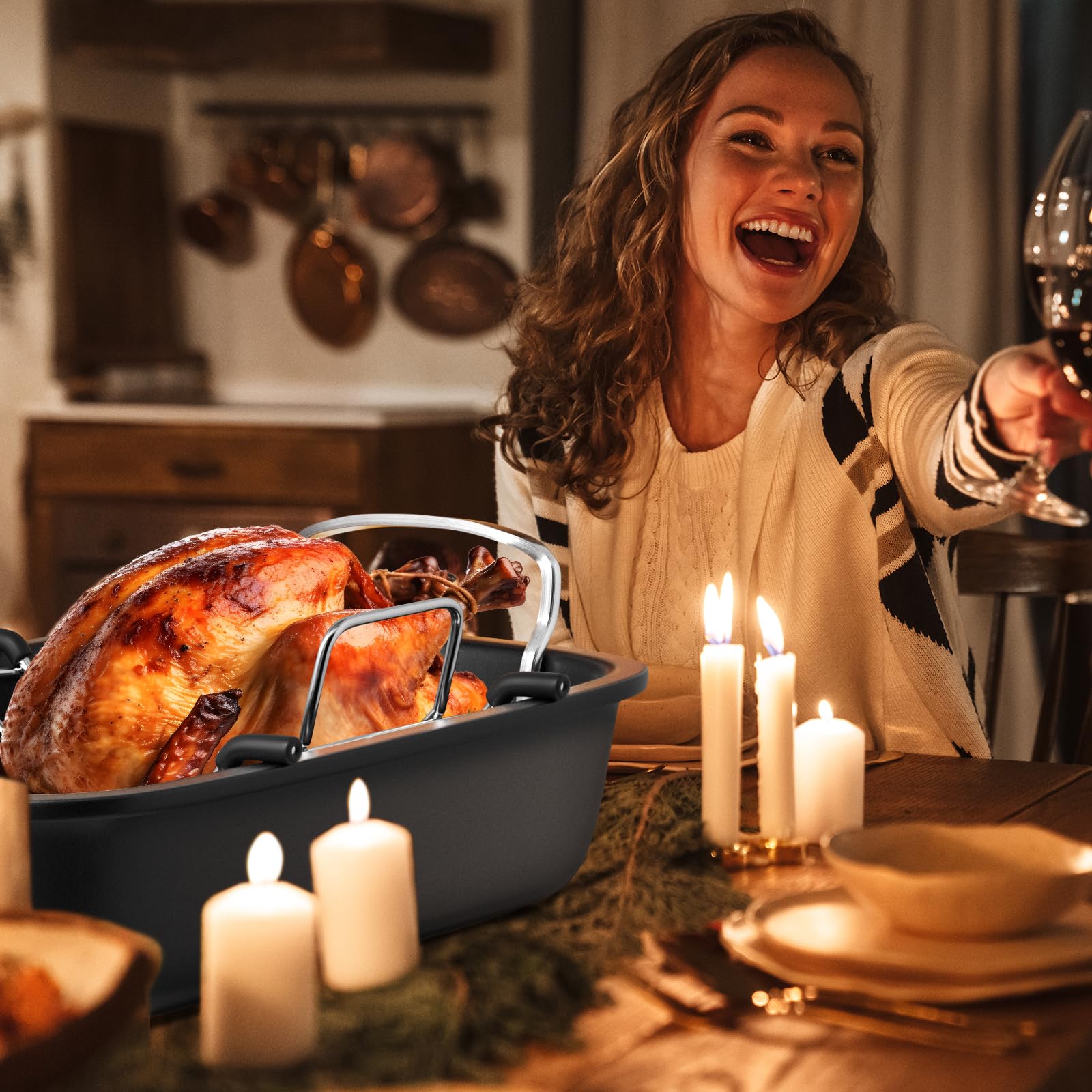 Slow Slog lifestyle shot serving roast to guests highlighting presentation