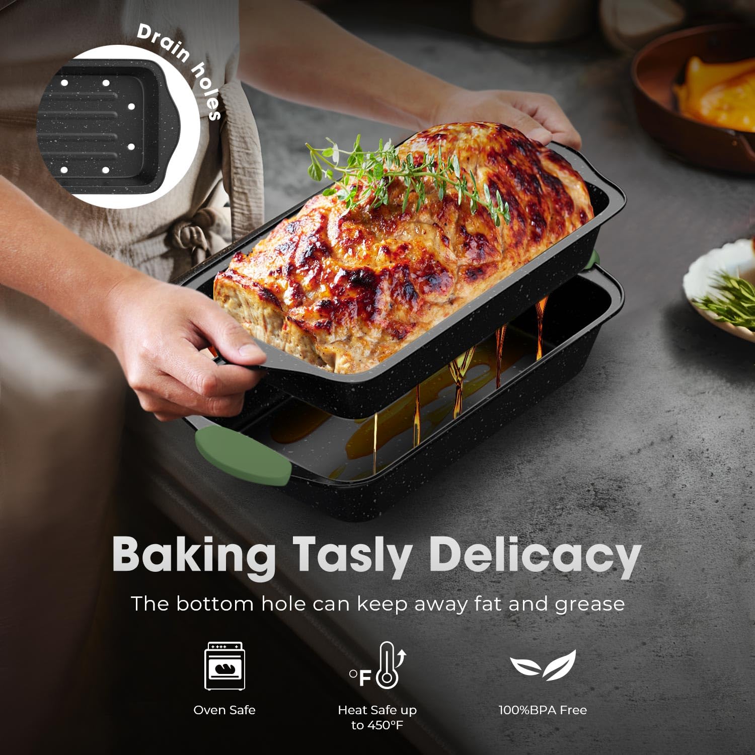 Slow Slog roasting pan with roasted vegetables for even oven roasting benefits