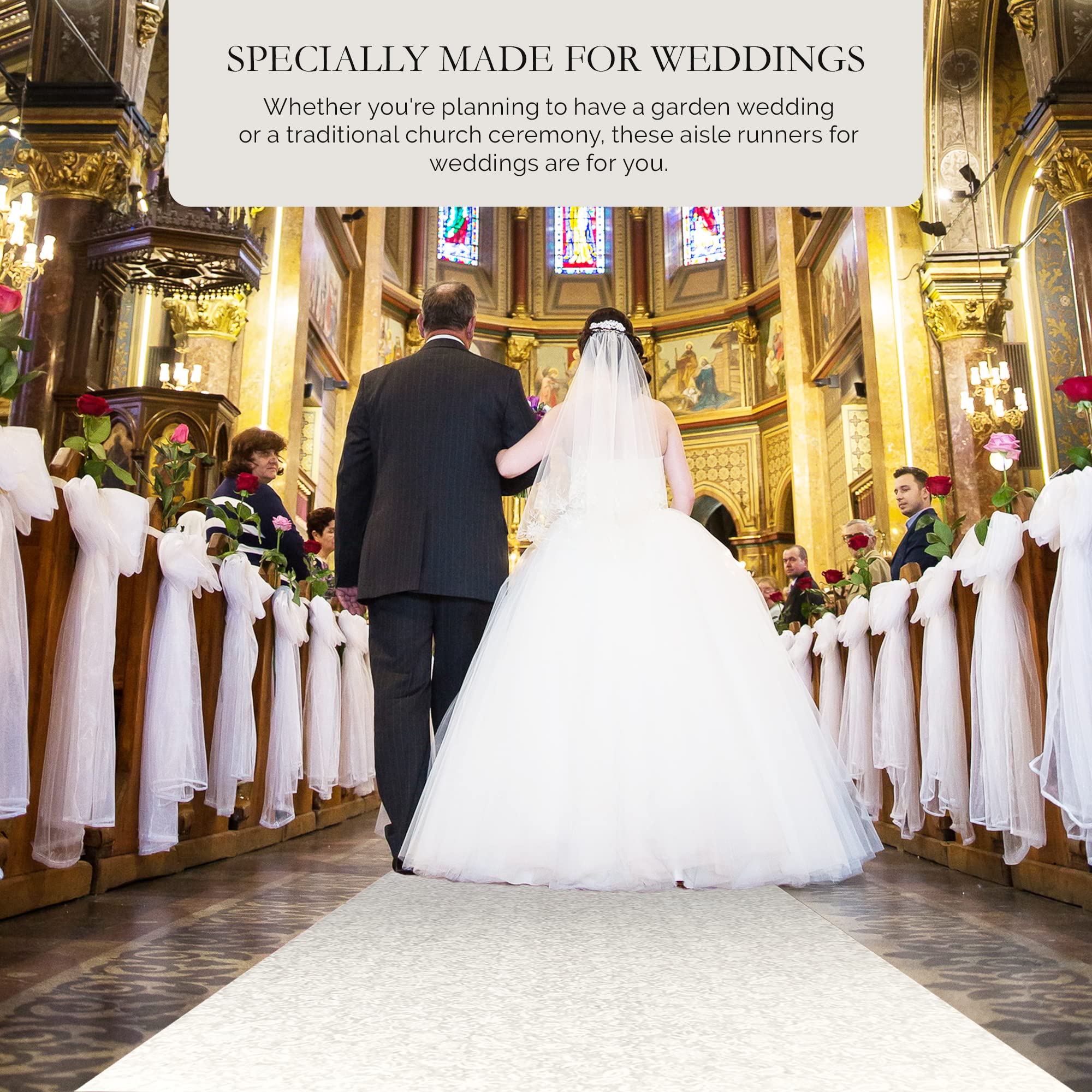 SLS SUPPLY FLORA aisle runner in use down a church aisle creating a clean walkway