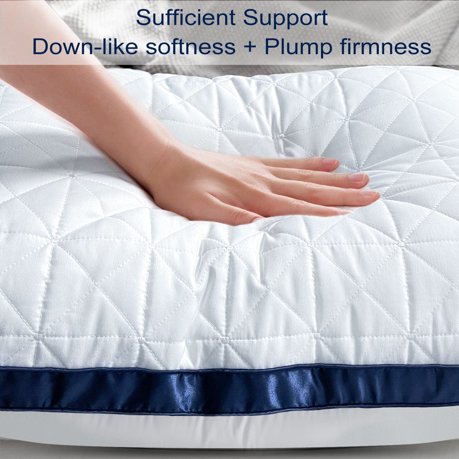 Slybear pillows on bed in a bedroom scene showing restful aesthetic and breathability