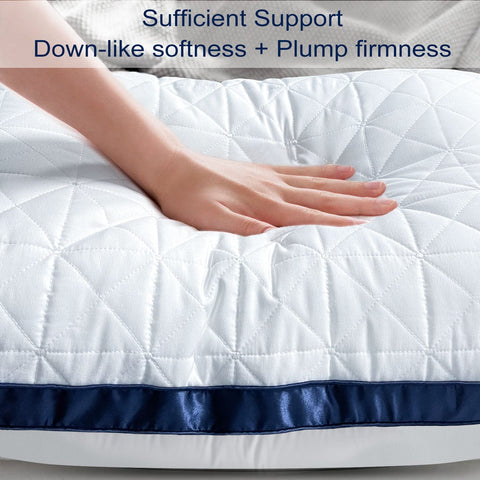 Slybear pillows on bed in a bedroom scene showing restful aesthetic and breathability