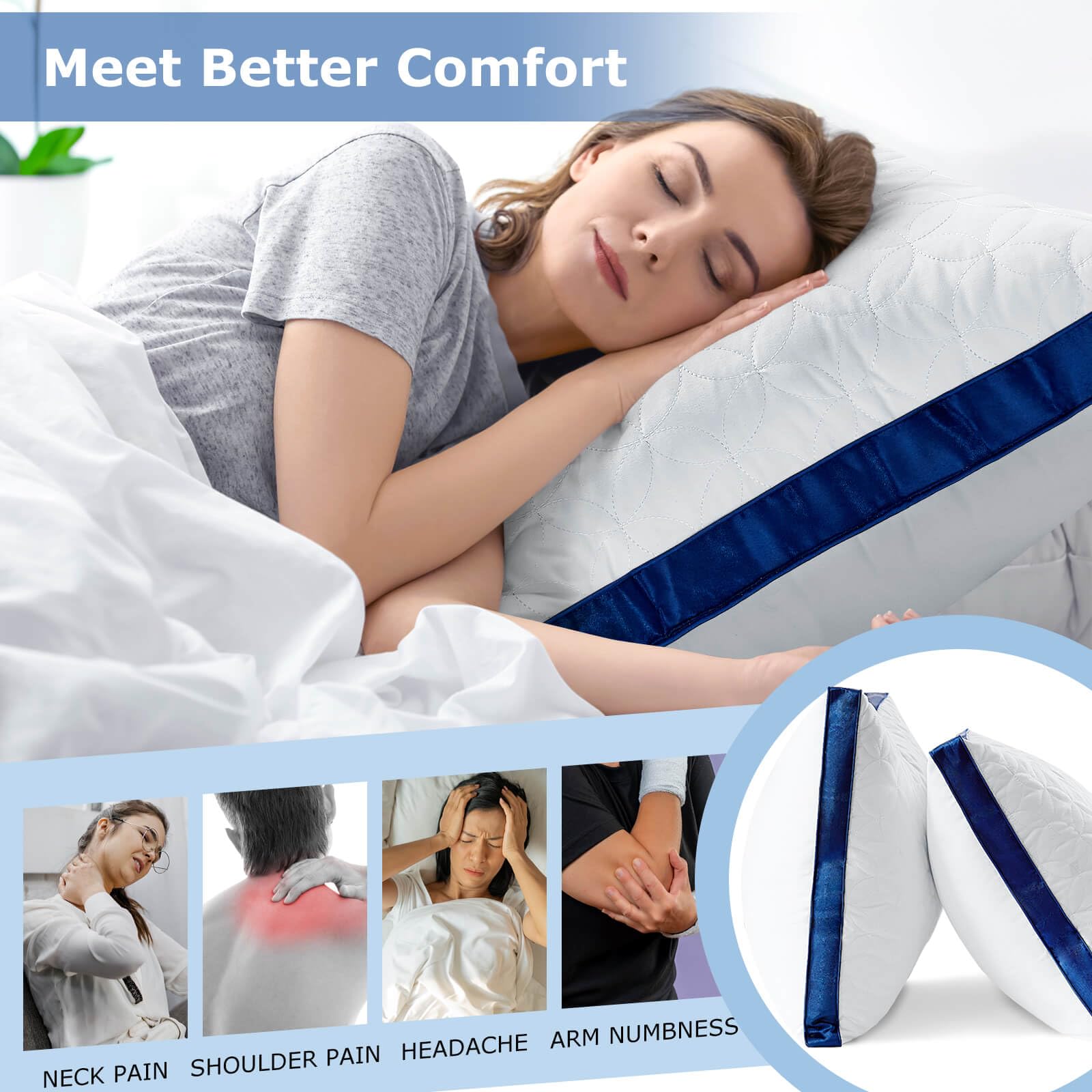 Slybear quilted pillow surface close-up highlighting plush texture and extra comfort